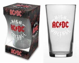 Ac/dc - " High Voltage " Logo - Beer Glass - Official Product - U.  K.  Seller