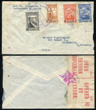 Mozambique Portugal Usa 1942 Censored Cover From Namaacha