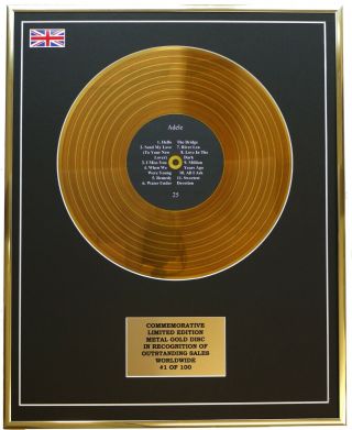 Adele - 25 Metal Gold Record Display Commemorative Ltd Edition