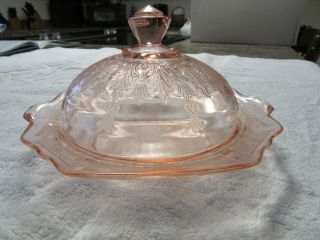 Princess Depression Glass Pink Butter Dish With Lid