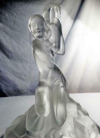 Walther Sohne Opaque Glass,  Art Deco Nude Figurine Lamp Base,  Collectible C1930s.