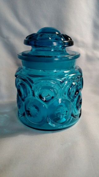 Small 1 Lb.  Moon And Stars Colonial Blue 6281 Canister With Lid