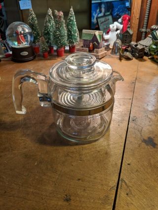 Vintage Pyrex Flameware 7754 Clear Glass 4 Cup Percolator Coffee Pot Made In Usa
