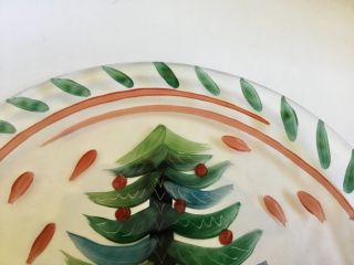 NWT Kosta Boda 12 1/2” Christmas Tree Art Glass Plate Platter Hand Painted 2