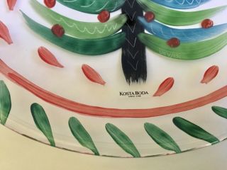 NWT Kosta Boda 12 1/2” Christmas Tree Art Glass Plate Platter Hand Painted 3