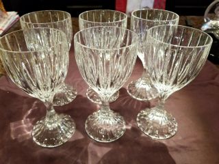 Mikasa Park Lane 6 3/8 " Wine Goblets,  Set Of 6,  Lead Crystal,  Retired Pattern