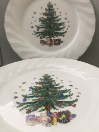 Nikko Happy Holiday Christmas Tree Dinner Plates Set of 3 Japan 10 3/4” White 2