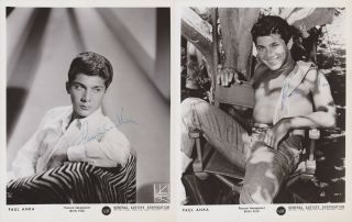 2 Vintage Paul Anka Signed Photos Autographs Circa 1960s - Very Early