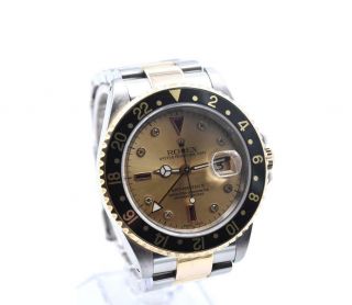 Rolex18k Two - Tone Gmt Master Ii Serti Dial Watch Ref.  16713