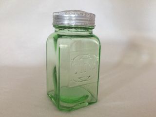Hazel Atlas Transparent Green Kitchen Depression Glass Embossed Sugar Shaker