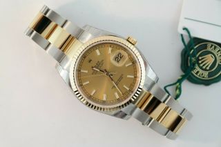 Men ' s Rolex Datejust 116233 Champagne Dial Two - Tone Oyster Band Year 2018 2