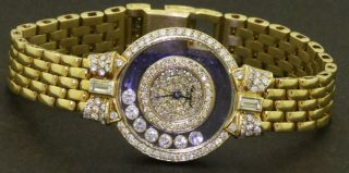 Chopard Happy Diamonds 18k Gold 2ctw Floating Diamond Ladies Watch W/ribbon Lugs
