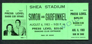 Simon And Garfunkel 1983 Concert Ticket Shea Stadium The Sound Of Silence