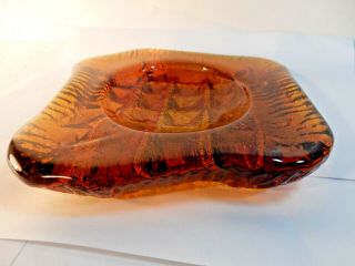 Large Vintage Italian Amber Art Glass Bowl Made In Italy