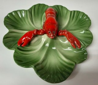 Vintage Brad Keeler Lobster 3 Dish Serving Dish.  Lettuce Ware & Lovely