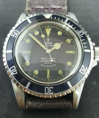 1964 Tudor Oyster Prince Small Rose Submariner Chapter Ring Gilt Dial Ref.  7928