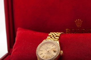 RARE $25,  000 FACTORY Diamond Bezel Rolex Ladies President 18k Gold Watch WTY 2