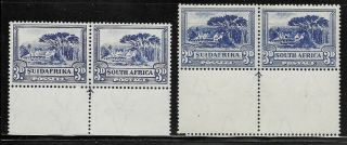 South Africa 1937 3d Issue 1 (hm) & Issue 2 (mnh) Arrow– With &without Window Flaw