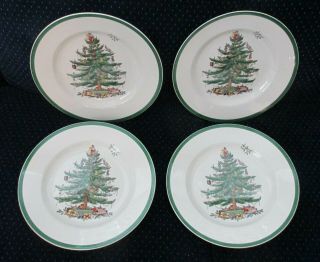 Set Of 4 Spode Christmas Tree Dinner Plates -