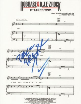 Rob Base Real Hand Signed It Takes Two Novelty Sheet Music 1 Autographed