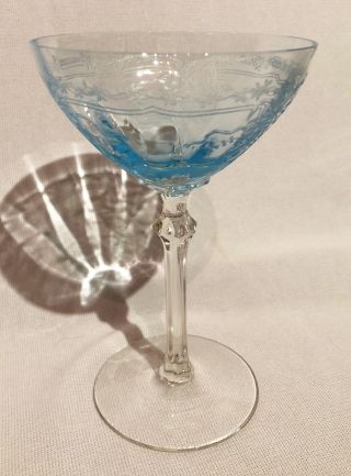 Fostoria Blue June Tall Sherberts Or Champagnes - Set Of 3 (480e)