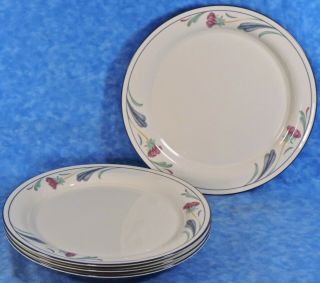 4 Lenox Poppies On Blue Chinastone Dinner Plates - Euc