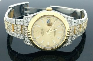 Rolex Oyster Perpetual Datejust Two - Tone 41mm With 15tcw Diamonds Watch