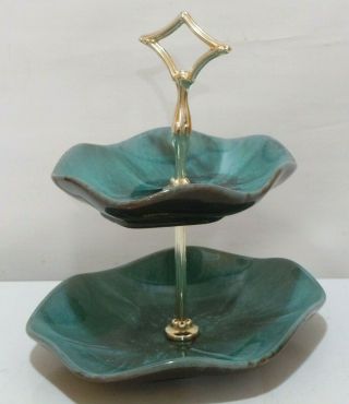 VINTAGE BLUE MOUNTAIN POTTERY TWO TIER SERVER TRAY CANADA 2