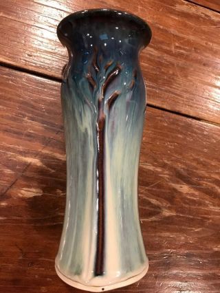 Bill Campbell Studio Pottery Vase Blue Purple Brow Layered Glaze Unique 7.  25”