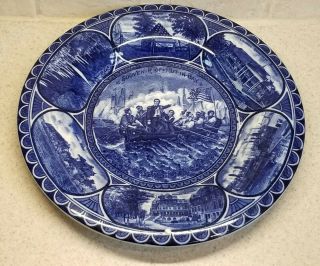 Vintage Flow Blue Souvenir Plate Put In Bay Lake Erie Commodore Perry 10 " Scarce