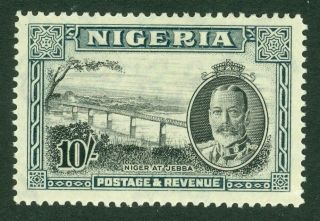 Sg 44 Nigeria 1936.  10/ - Black & Grey.  Fine Unmounted Cat £90