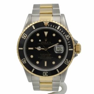 Rolex Submariner 18k Ss Two Tone Oyster Black Dial Diver Watch Chronometer 7292
