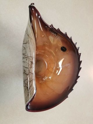 Jozefina Art Glass,  Seashell,  Brown Marble,  13 Long,  9 Wide