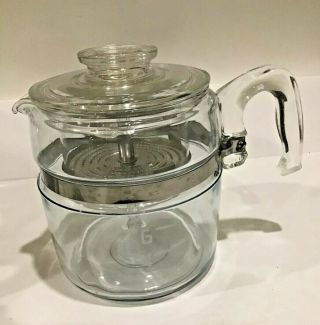 Pyrex 7756b Complete 4 - 6 Cup Glass Percolator Coffee Pot