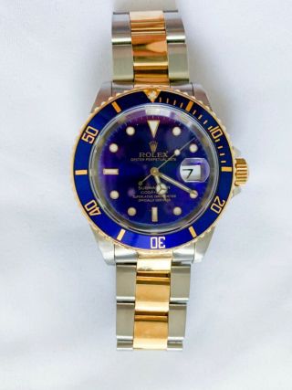 Rolex Submariner Date Steel &18k Gold,  Blue Face & Dial Modified 16610