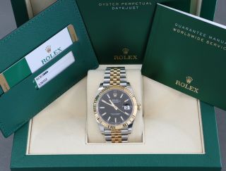 2018 41mm Rolex Datejust 126333 Two - Tone Jubilee Black Dial Fluted W/ Box & Card
