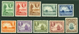 Sg 81 - 90 Antigua1932.  Mounted Set Of 10.  ½d To 5/ - Cat £225