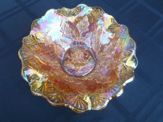 Antique Millersburg " Nesting Swan " Marigold Carnival Glass Bowl
