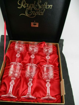 Rayware Royal Sefton Lead Crystal Sherry/liqueur Glasses X 6
