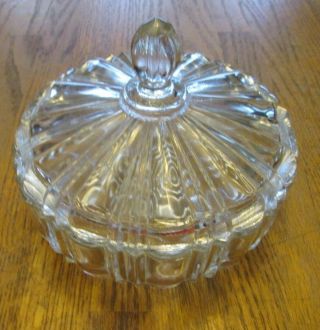 Anchor Hocking Old Cafe Vintage Clear Glass Lidded Candy Dish (lid Chipped)