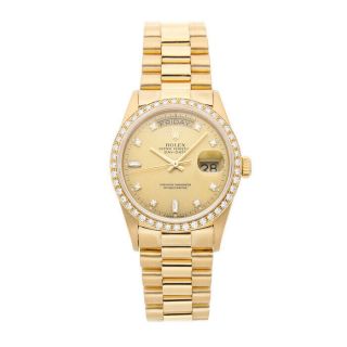 Rolex Day - Date Auto Yellow Gold Diamonds Mens President Bracelet Watch 18048