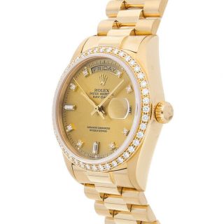 Rolex Day - Date Auto Yellow Gold Diamonds Mens President Bracelet Watch 18048 3