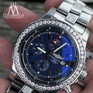 Breitling Avenger A13370 Middle Diamond Band Blue Stick Dial With Diamonds