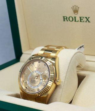 Rolex Sky - Dweller 326938 18K Yellow Gold Oyster Men ' s Watch BOX/PAPERS 3