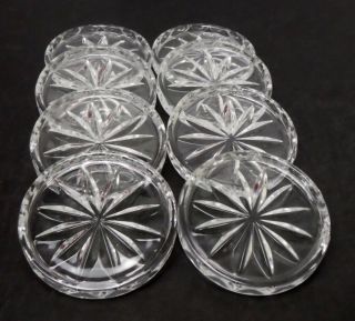 Unknown Mfg & Pattern - Set Of Eight (8) Crystal Or Glass Starburst Coasters 4 "