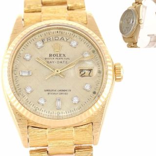 Rolex Day - Date President Champagne Diamond Dial 1803 Florentine Bark 18k Watch
