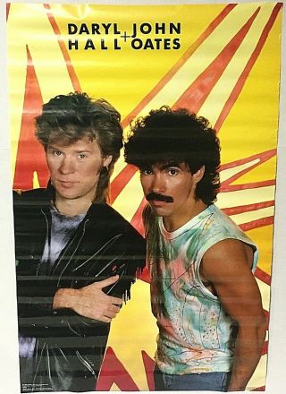 Vintage Hall And Oates 1985 Full Size Poster - 22x34 Philadelphia Pop Music Duo