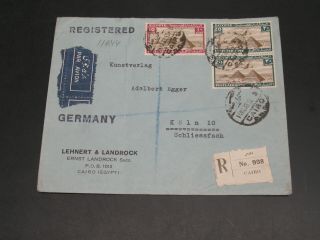Egypt 1939 Registered Airmail Cover To Germany Fold 11644