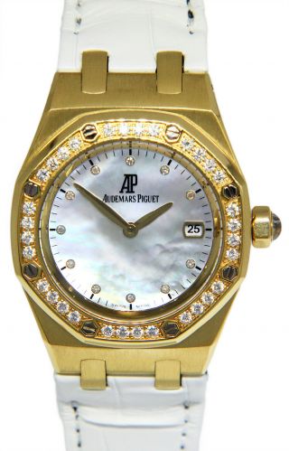 Audemars Piguet Royal Oak 18k Yellow Gold Mop Diamond Ladies 33mm Watch 67601ba