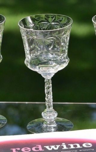 Vintage Etched Optic CRYSTAL Wine Glasses,  Set of 2,  Tiffin Franciscan,  Mandarin 2